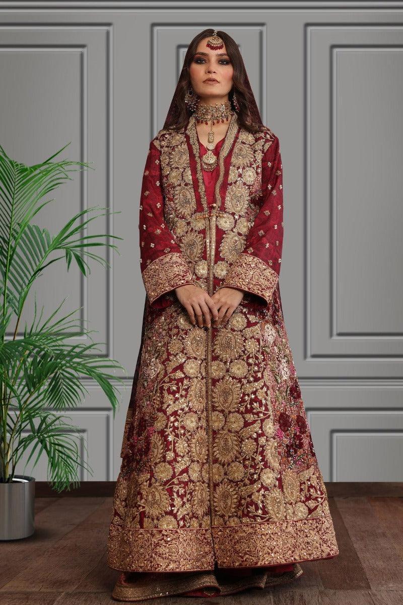 Shamaeel - Silk Embroidered Long Open Jacket with Embroidered Sharara and Dupatta - Studio by TCS