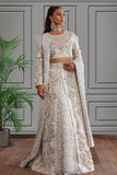 Shamaeel - Embroidered Silk Off-white Lehenga, Choli and Dupatta - Studio by TCS