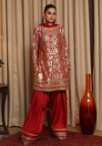 Huma Adnan - Mahveen - Red - Raw Silk - 3 Piece