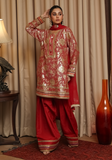 Huma Adnan - Mahveen - Red - Raw Silk - 3 Piece