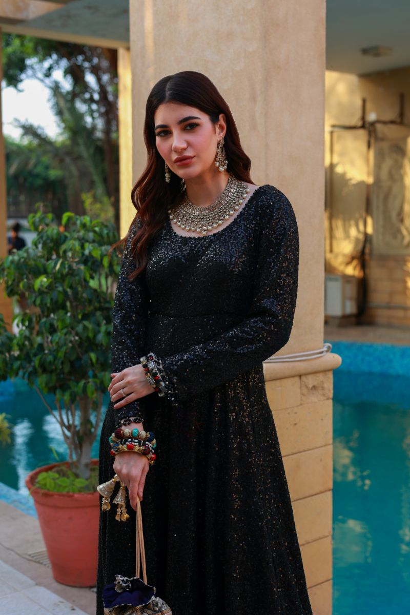 Huma Adnan - Kiara - Black - Net & Organza - 2 Piece