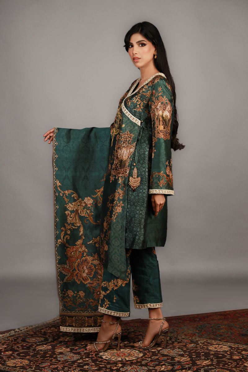 Shamaeel - TRE-09 - Sheesha Silk and Khaddi Silk - 3 Piece