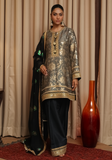 Huma Adnan - Meena - Black - Raw Silk - 3 Piece