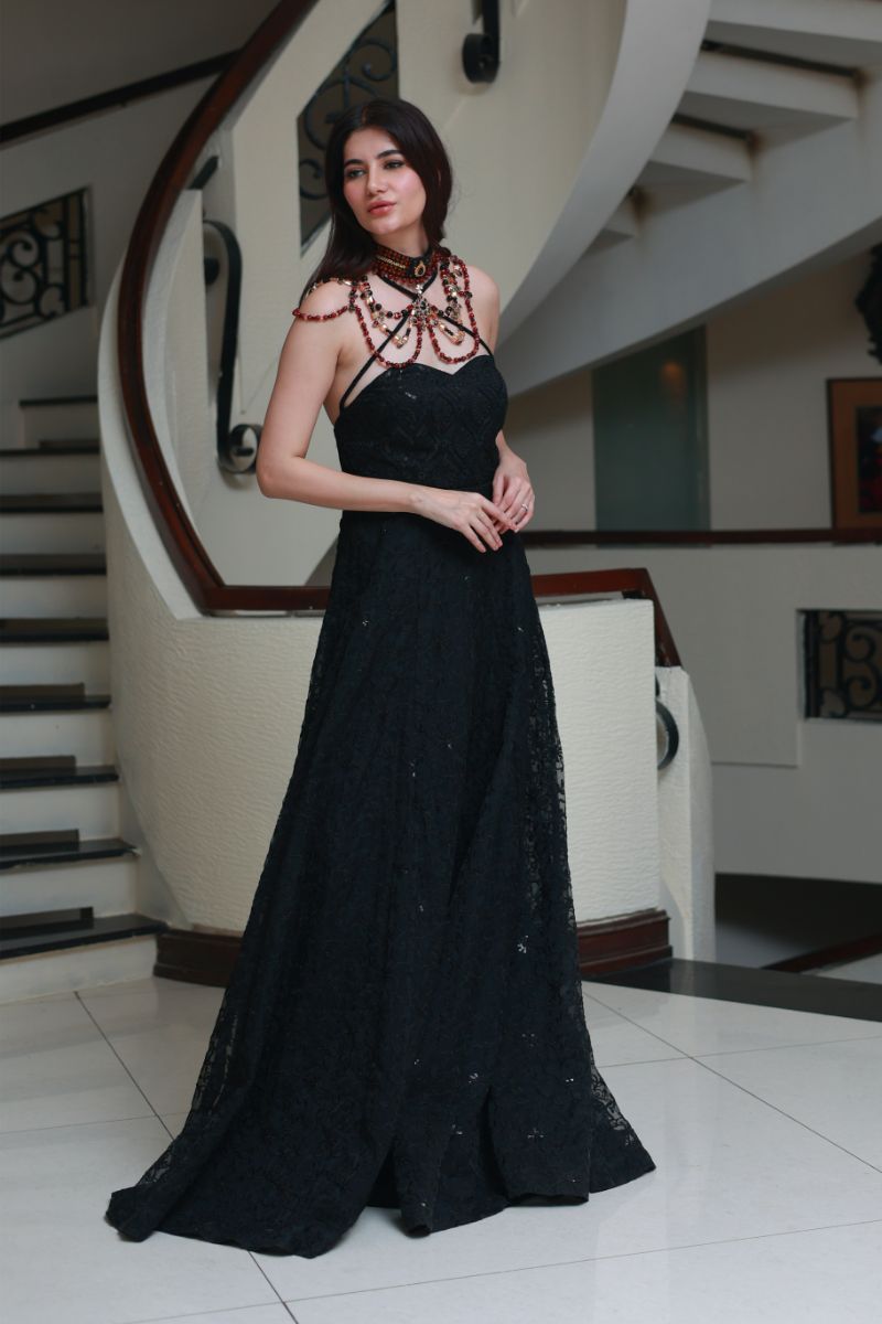 Huma Adnan - Leyla - Black - Organza - 1 Piece