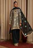 Huma Adnan - Meena - Black - Raw Silk - 3 Piece