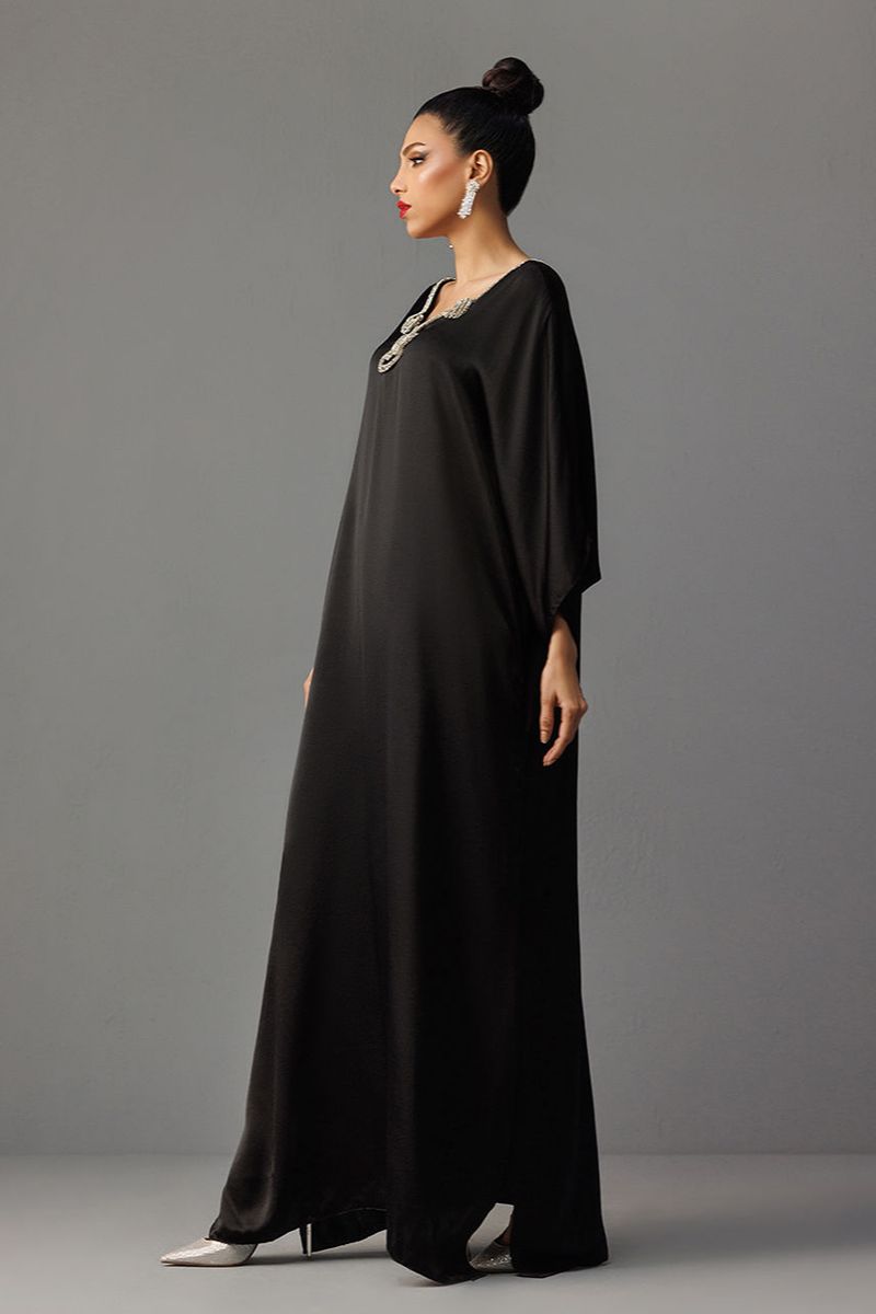 Deepak Perwani - Drs1138 - Pure Raw Silk - Black - 1 Piece