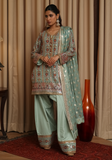 Huma Adnan - Miraal - Sage Green - Raw Silk - 3 Piece