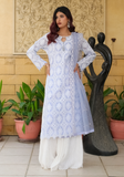 Huma Adnan - Sheen - Ice Blue - Chikankari & Cotton - 3 Piece