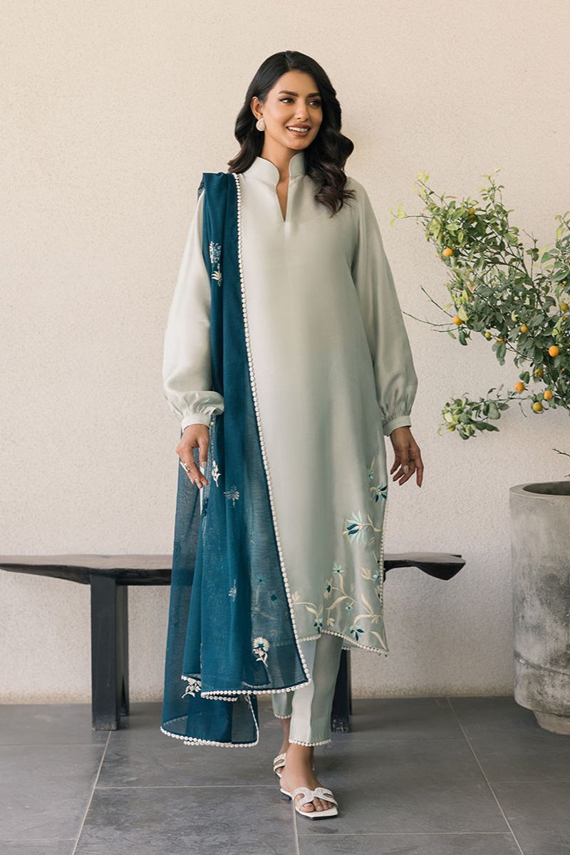 Deepak Perwani - Kut323 - Shisha Silk - Pale Turquoise - 3 Piece