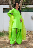 Huma Adnan - Zareem - Apple Green - Raw Silk - 3 Piece