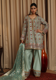 Huma Adnan - Miraal - Sage Green - Raw Silk - 3 Piece