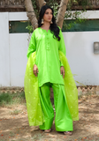 Huma Adnan - Zareem - Apple Green - Raw Silk - 3 Piece
