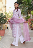 Huma Adnan - Falak - Chikankari - Purple & White - 3 Piece