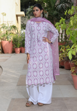 Huma Adnan - Falak - Chikankari - Purple & White - 3 Piece