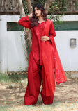Huma Adnan - Suhana - Raw Silk - Red - 3 Piece