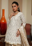 Huma Adnan - Bano - Cream & Gold - Organza & Jamawar - 3 Piece