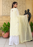 Huma Adnan - Raha - Chikankari - Lemon Yellow - 3 Piece