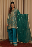 Huma Adnan - Shamim - Sea Green - Raw Silk - 3 Piece
