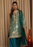 Huma Adnan - Shamim - Sea Green - Raw Silk - 3 Piece