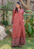 Huma Adnan - zarlish - Kaftan - Red - Silk - 2 Piece