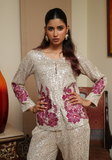 Huma Adnan - Sasha - Silver & Grey - Net Sequins & Cotton - 2 Piece