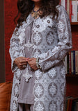 Huma Adnan - zeba - Raw Silk & Chikankari - Grey - 3 Piece