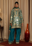 Huma Adnan - Shamim - Sea Green - Raw Silk - 3 Piece