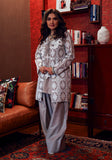 Huma Adnan - zeba - Raw Silk & Chikankari - Grey - 3 Piece