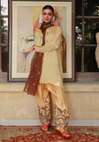 Huma Adnan Nimra Suit Beige Champagne 3 Piece