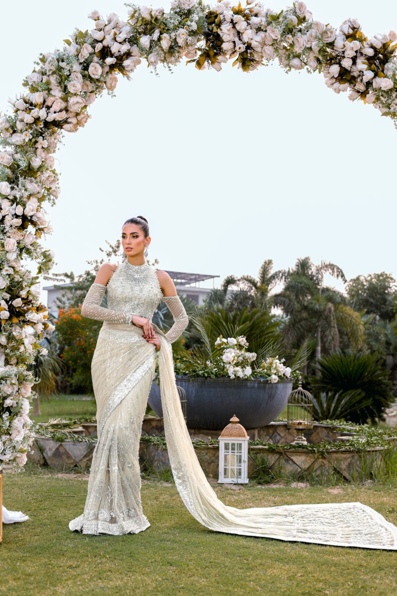 Reema Ahsan - Nurul - Net & Shimmer - Ivory - 3 Piece