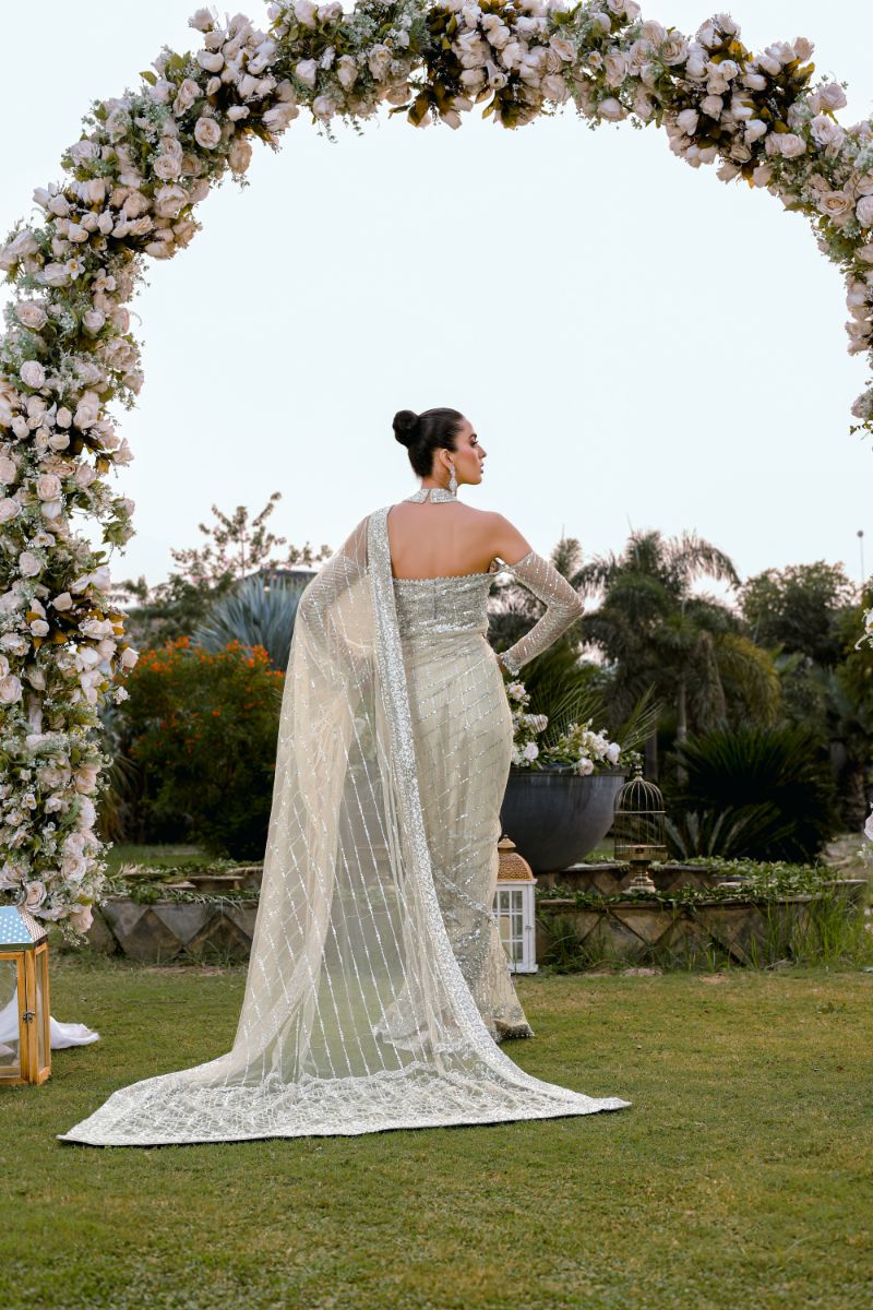Reema Ahsan - Nurul - Net & Shimmer - Ivory - 3 Piece