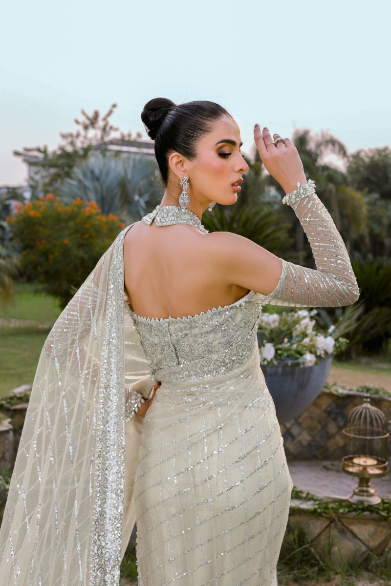 Reema Ahsan - Nurul - Net & Shimmer - Ivory - 3 Piece