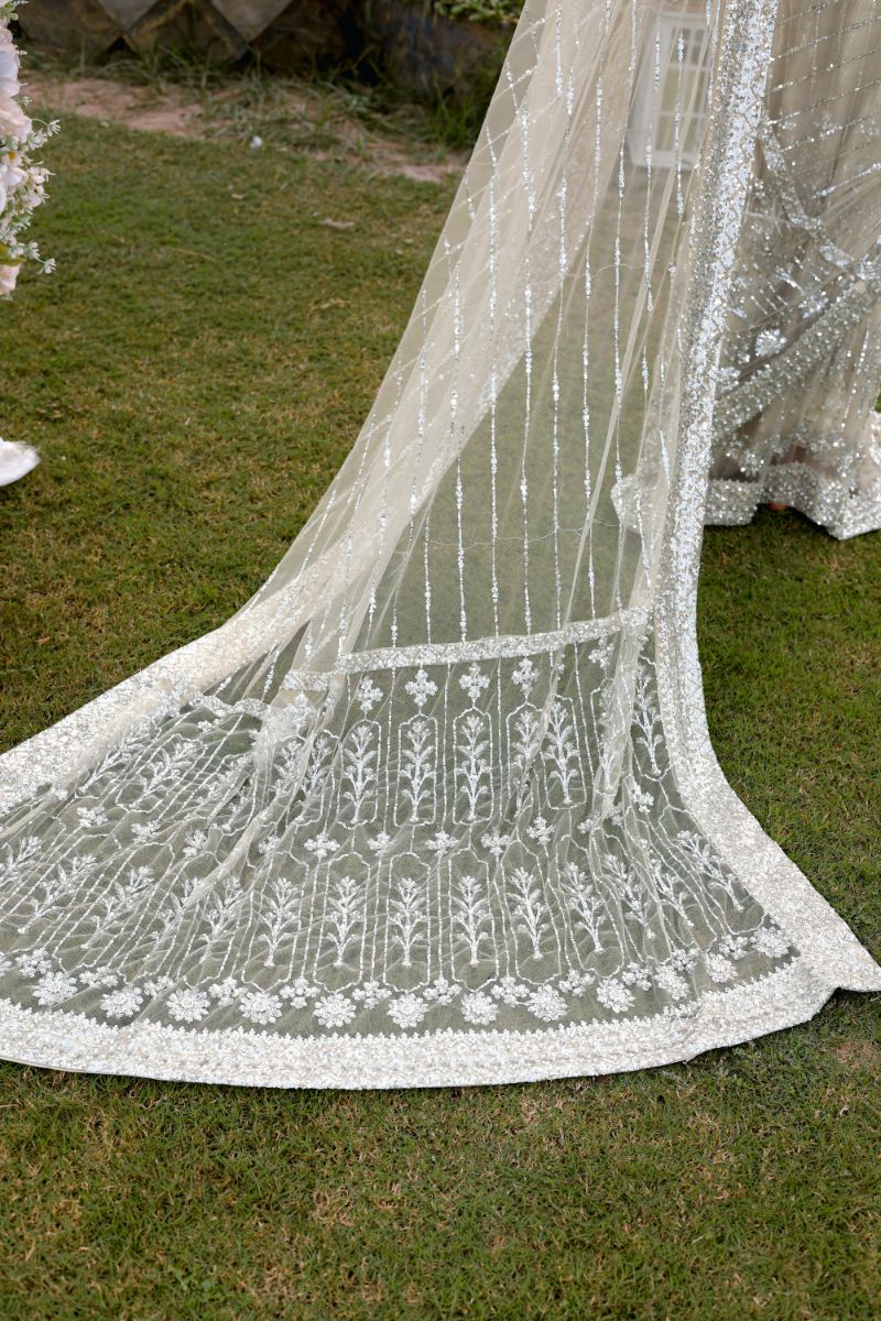 Reema Ahsan - Nurul - Net & Shimmer - Ivory - 3 Piece