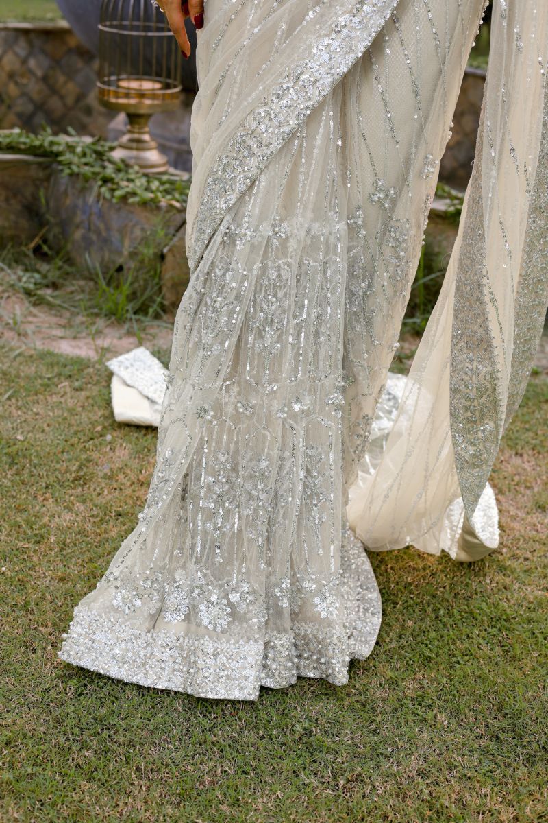 Reema Ahsan - Nurul - Net & Shimmer - Ivory - 3 Piece