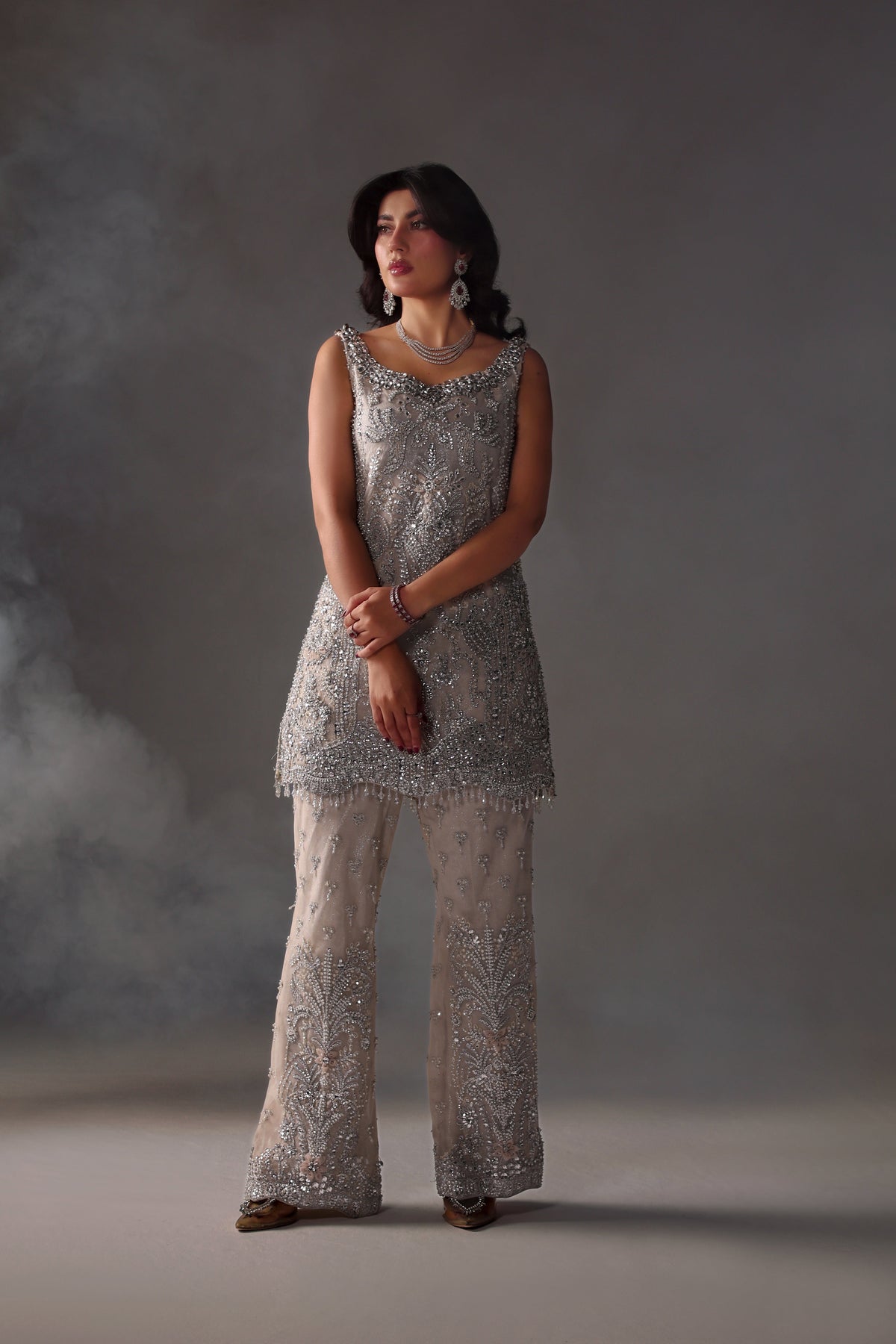 Reema Ahsan - Oria Net Suit For Women - Ivory - 2 Piece