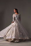 Reema Ahsan - Elane Net & Jamawar Pishwas Lehenga For Women - White - 3 Piece