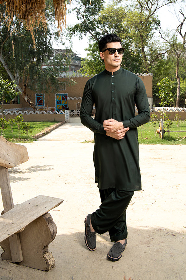Arif Ashraf - Bottle Green Kurta Shalwar