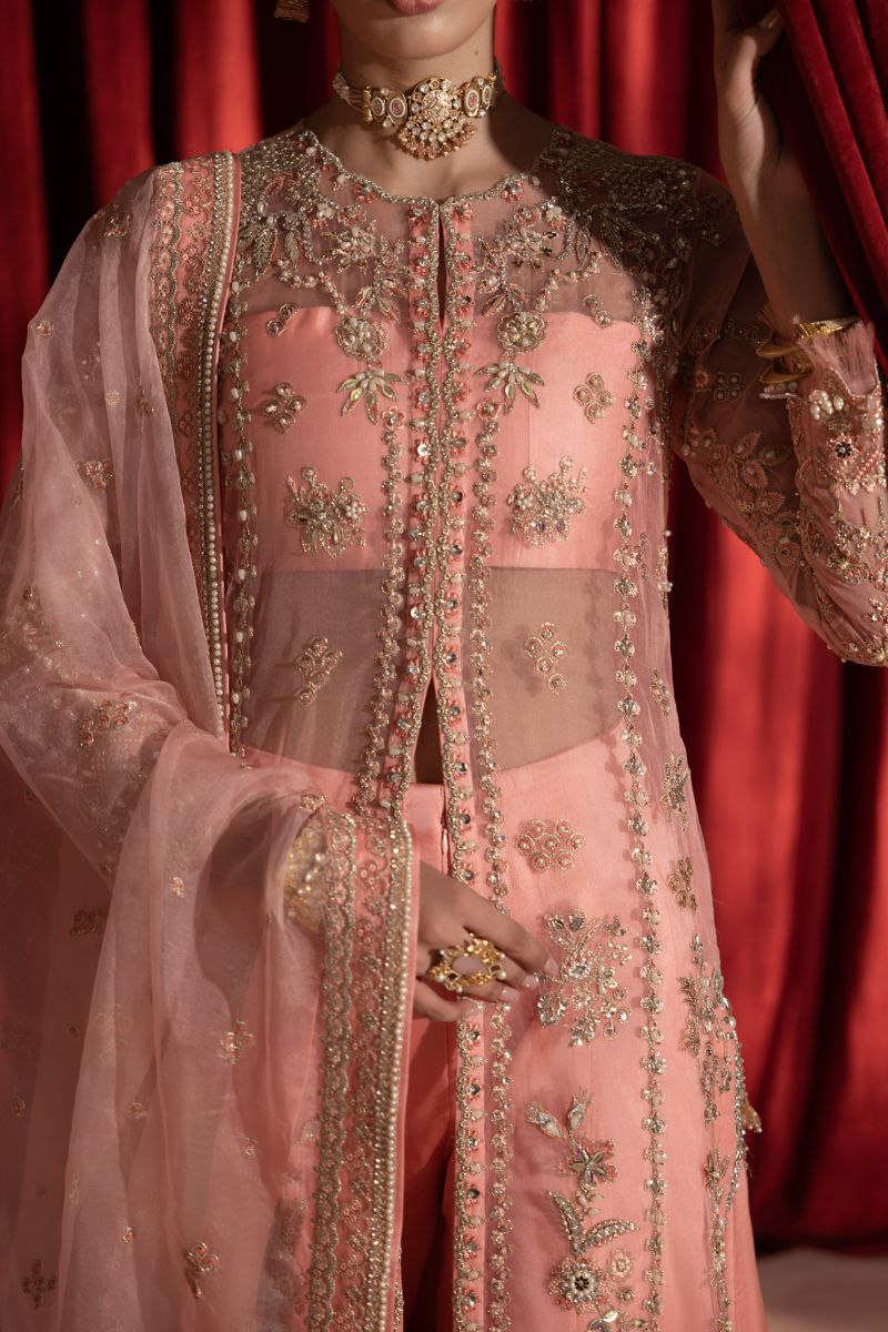 Anayra Amal - Gulaab - Peachy Pink - Organza - 3 Piece