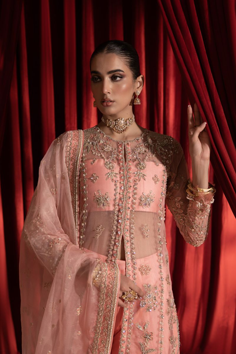 Anayra Amal - Gulaab - Peachy Pink - Organza - 3 Piece