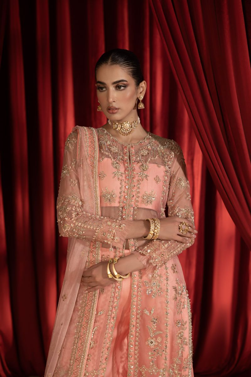 Anayra Amal - Gulaab - Peachy Pink - Organza - 3 Piece