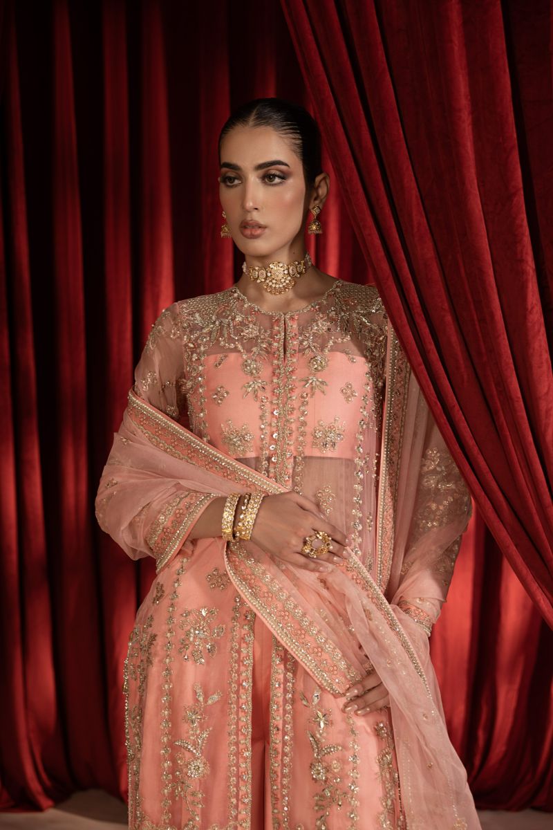 Anayra Amal - Gulaab - Peachy Pink - Organza - 3 Piece