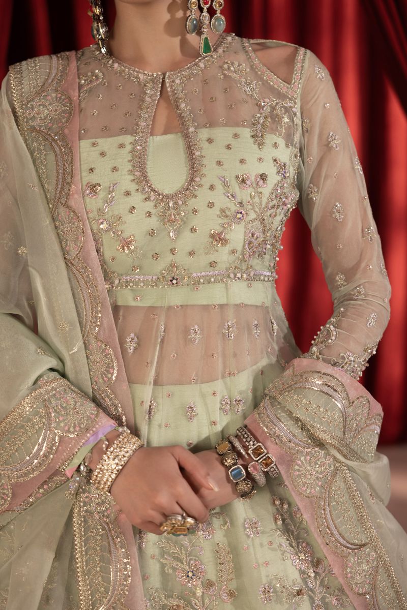 Anayra Amal - Paalki - Mint Green - Organza - 3 Piece