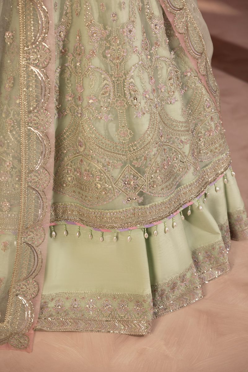 Anayra Amal - Paalki - Mint Green - Organza - 3 Piece