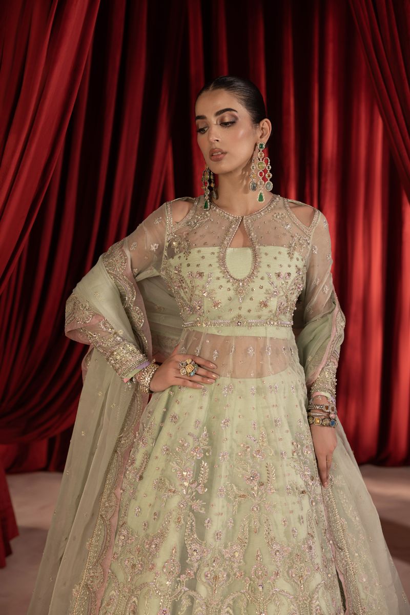 Anayra Amal - Paalki - Mint Green - Organza - 3 Piece