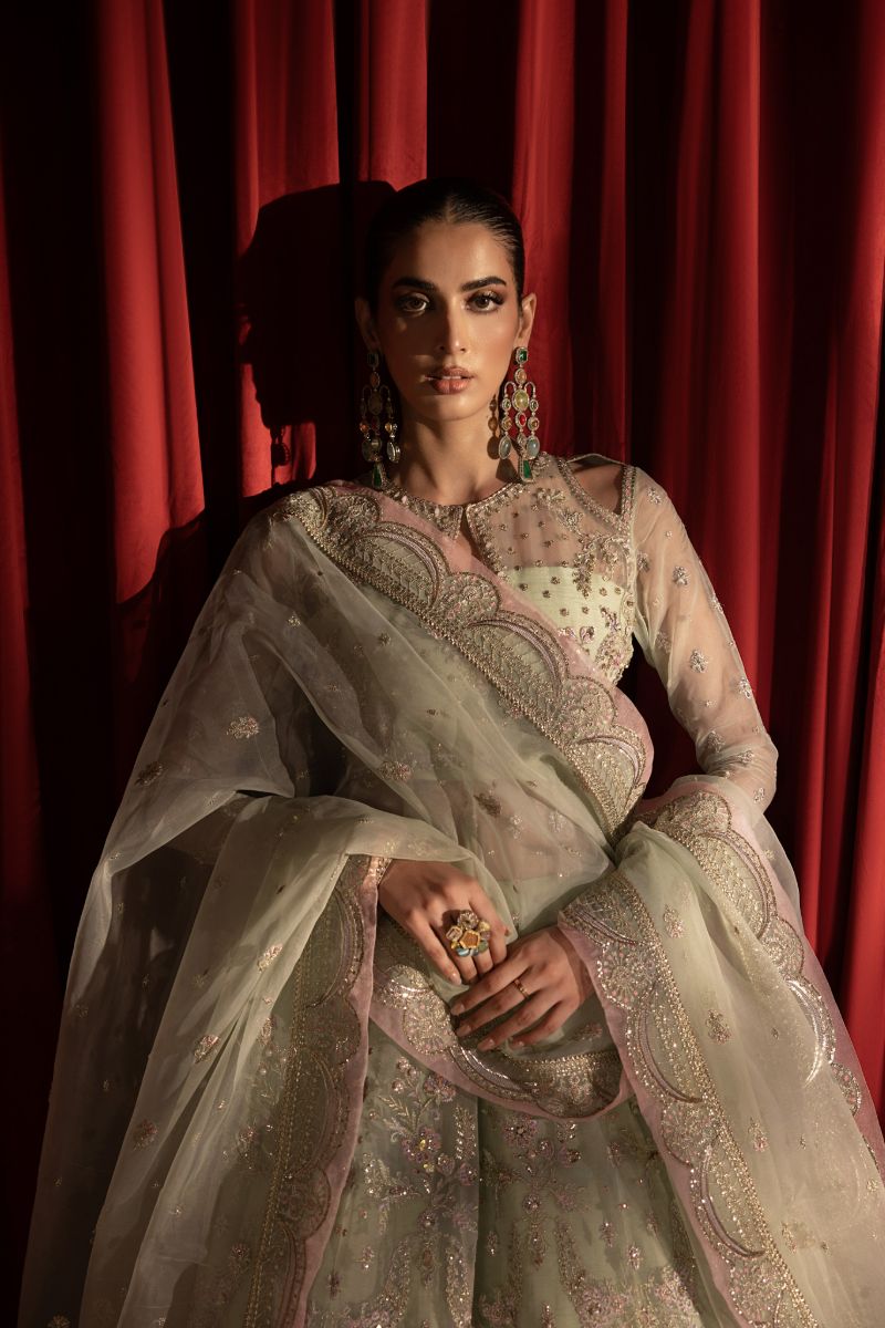 Anayra Amal - Paalki - Mint Green - Organza - 3 Piece