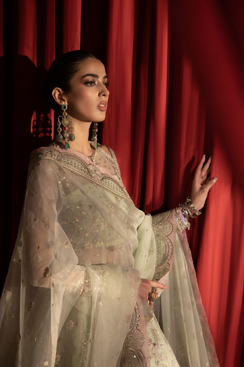 Anayra Amal - Paalki - Mint Green - Organza - 3 Piece