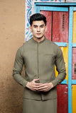 Arif Ashraf - Army Green Kurta Trouser with Waistcoat