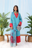 Musferah Saad - Eclectic Bloom - teal and tangerine - Silk - 2 Piece