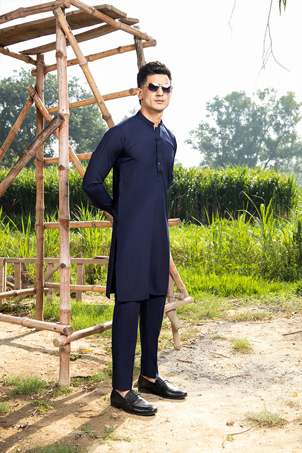 Arif Ashraf - Navy Blue Kurta Trouser
