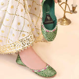 JootiShooti - Bandhani Emerald Khussa For Women
